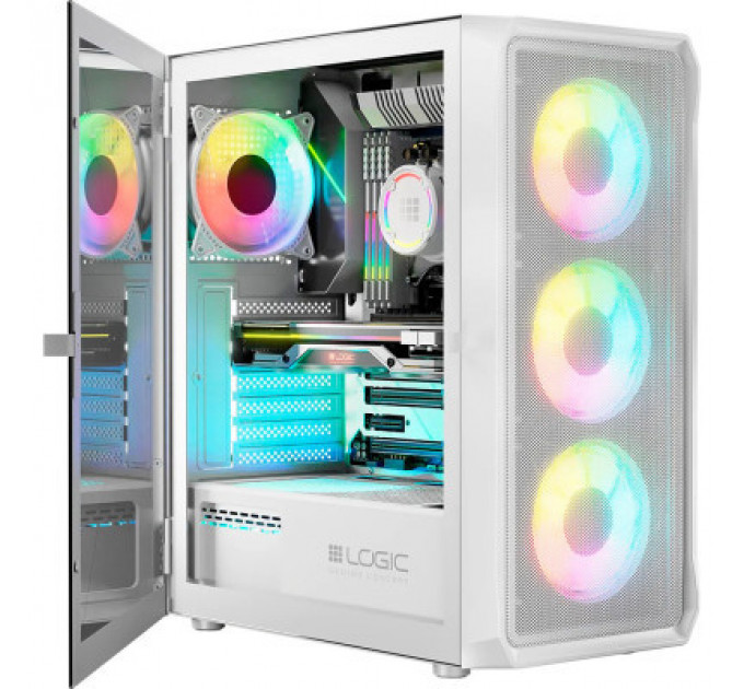 Корпус Logic concept PORTOS MESH+GLASS ARGB fans 3x120mm WHITE (AM-PORTOS-20-0000000-0002)