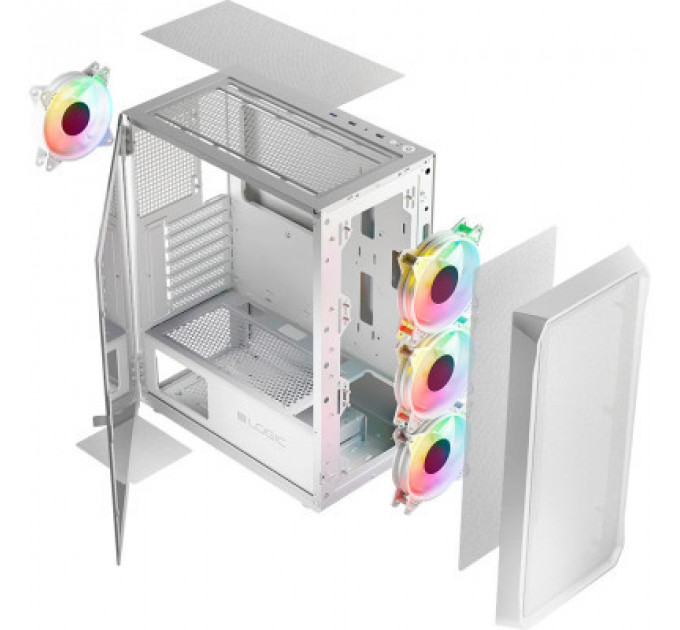 Корпус Logic concept PORTOS MESH+GLASS ARGB fans 3x120mm WHITE (AM-PORTOS-20-0000000-0002)