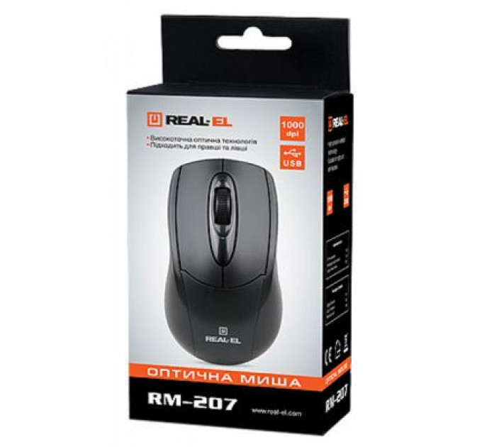 Мишка REAL-EL RM-207, USB, black