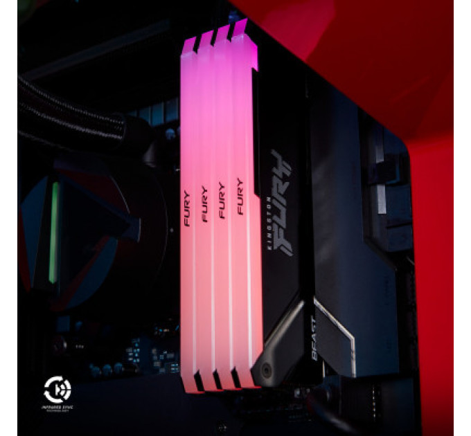 Модуль пам'яті для комп'ютера DDR4 16GB 3200 MHz Beast RGB Kingston Fury (ex.HyperX) (KF432C16BB2A/16)