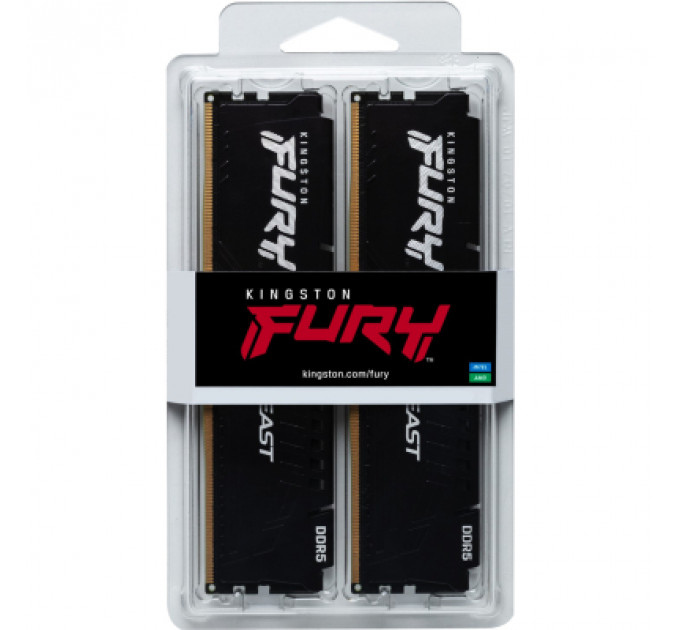 Модуль пам'яті для комп'ютера DDR5 16GB (2x8GB) 6000 MHz Beast Black Kingston Fury (ex.HyperX) (KF560C40BBK2-16)