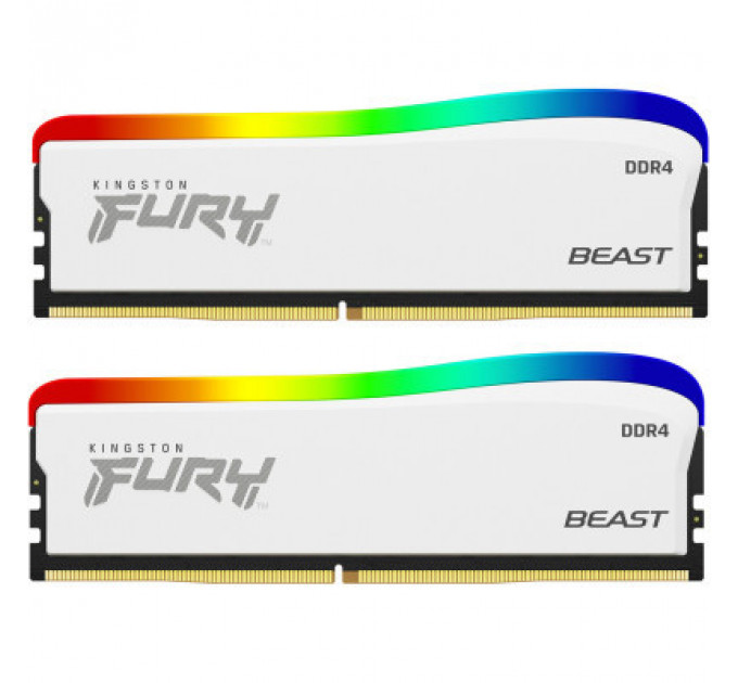 Модуль пам'яті для комп'ютера DDR4 32GB (2x16GB) 3600 MHz Beast White RGB SE Kingston Fury (ex.HyperX) (KF436C18BWAK2/32)