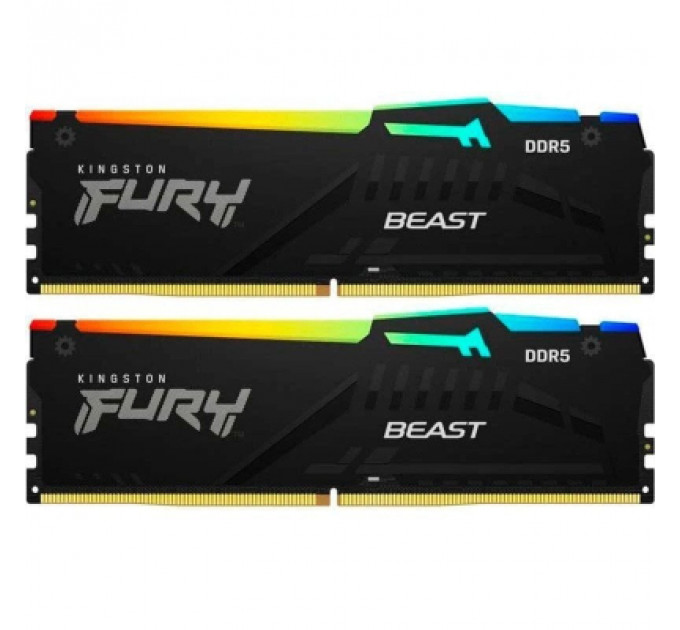 Модуль пам'яті для комп'ютера DDR5 16GB (2x8GB) 6000 MHz FURY Beast RGB Kingston Fury (ex.HyperX) (KF560C36BBEAK2-16)