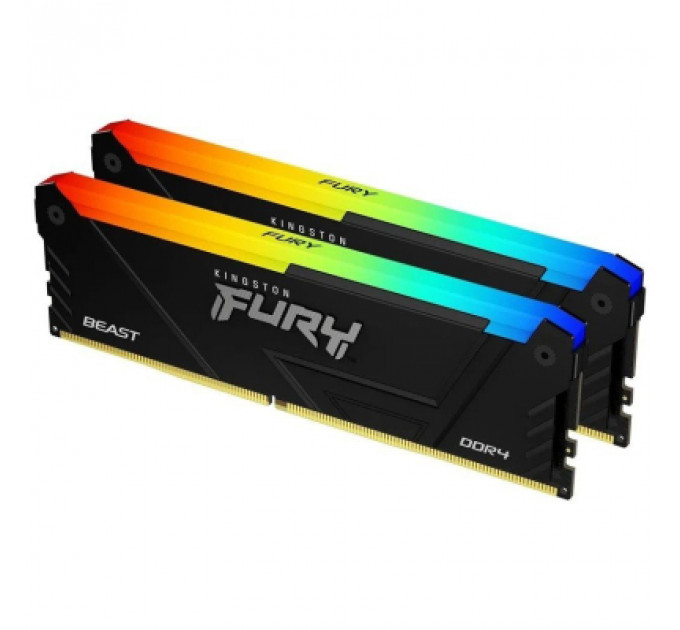 Модуль пам'яті для комп'ютера DDR4 32GB (2x16GB) 3200 MHz FURY Beast RGB Kingston Fury (ex.HyperX) (KF432C16BB2AK2/32)