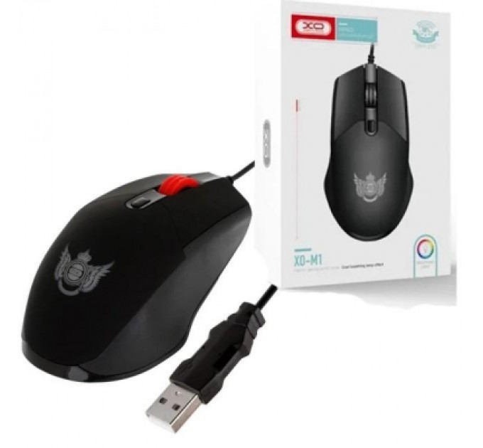 Мишка XO M1 RGB USB Black (XO-M1-BK)