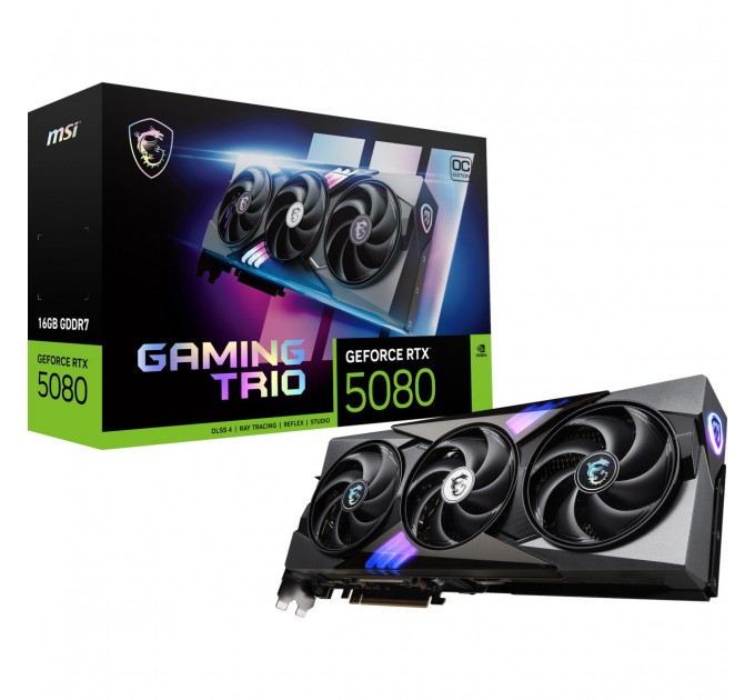 Відеокарта GF RTX 5080 16GB GDDR7 Gaming Trio OC MSI (GeForce RTX 5080 16G GAMING TRIO OC)