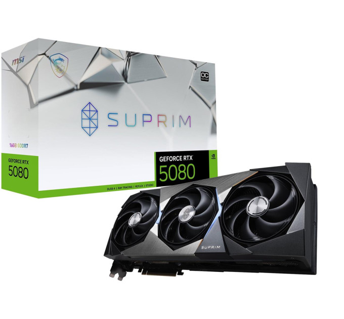 MSI Відеокарта GF RTX 5080 16GB GDDR7 Suprim SOC MSI (GeForce RTX 5080 16G SUPRIM SOC)