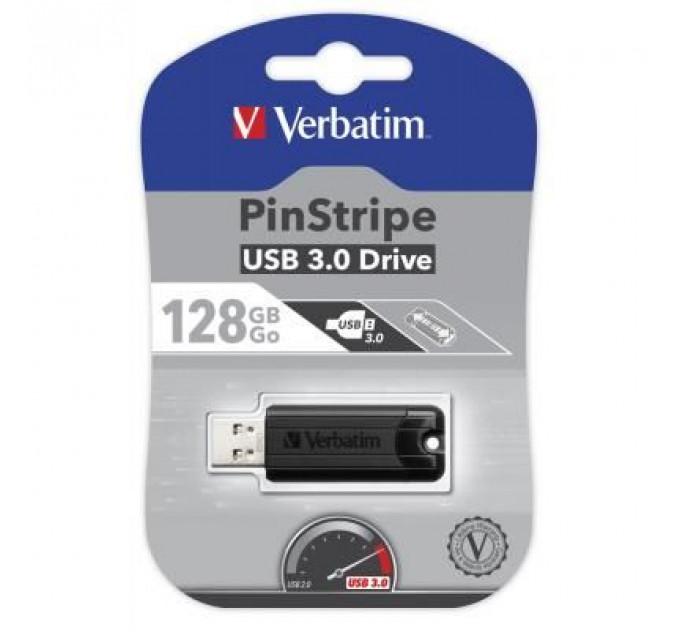 USB флеш накопичувач Verbatim 128GB PinStripe Black USB 3.0 (49319)