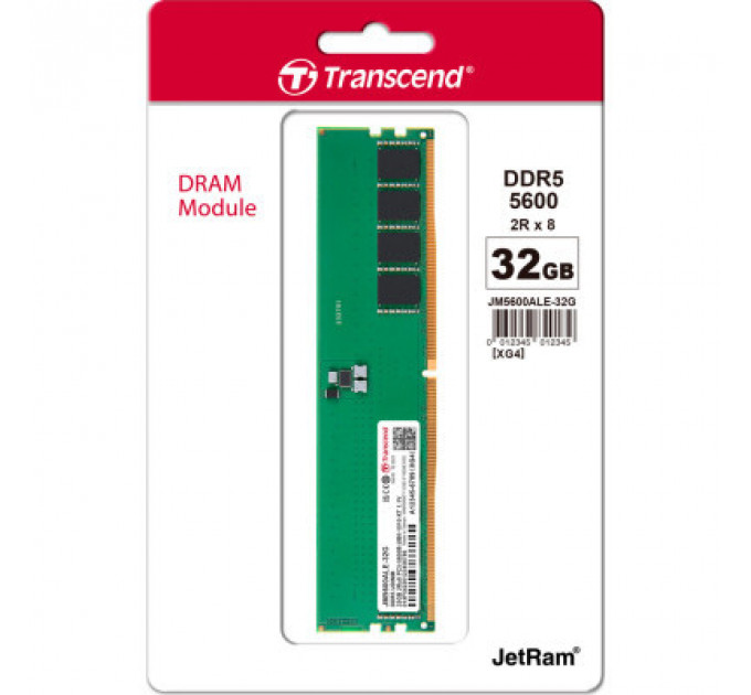 Модуль пам'яті для комп'ютера DDR5 32GB 5600 MHz JetRam Transcend (JM5600ALE-32G)