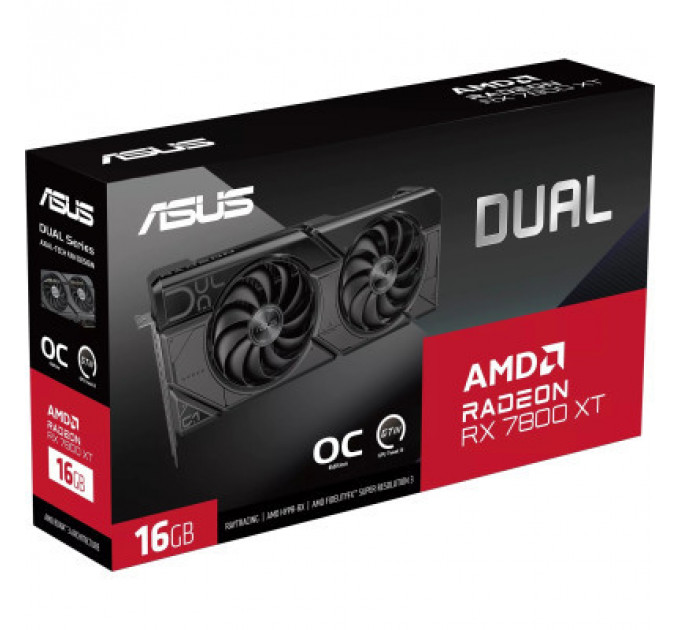 Відеокарта ASUS Radeon RX 7800 XT 16Gb DUAL OC (DUAL-RX7800XT-O16G)