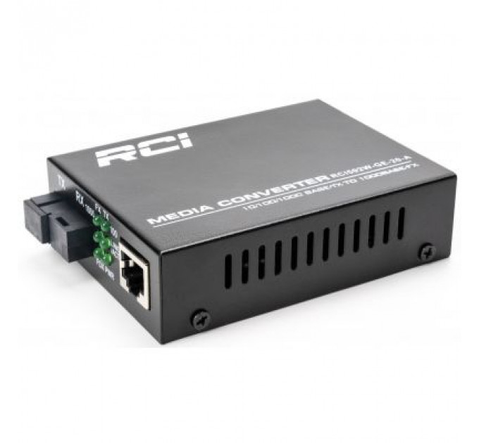 Медіаконвертер RCI 1G, 20km, SC, RJ45, Tx 1310nm standart size metal case (RCI502W-GE-20-A)