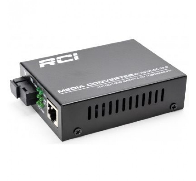 Медіаконвертер RCI 1G, 20km, SC, RJ45, Tx 1550nm standart size metal case (RCI502W-GE-20-B)