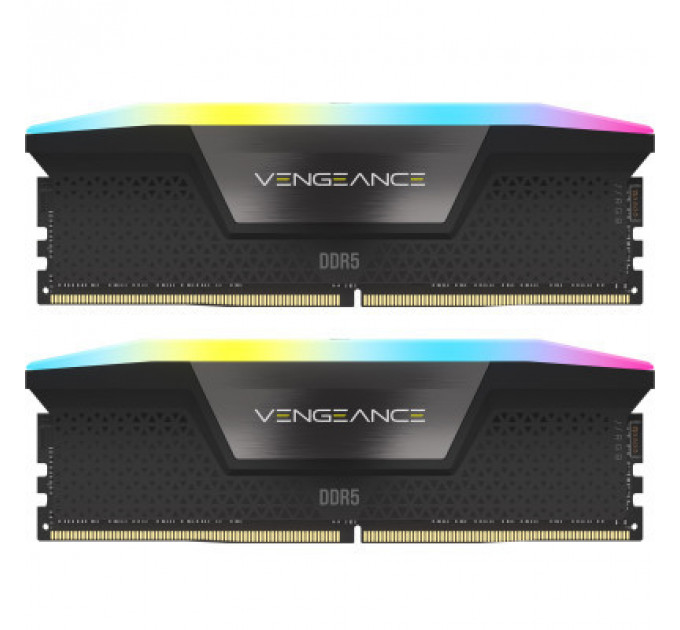 Модуль пам'яті для комп'ютера DDR5 48GB (2x24GB) 5200 MHz Vengeance RGB Black Corsair (CMH48GX5M2B5200C38)