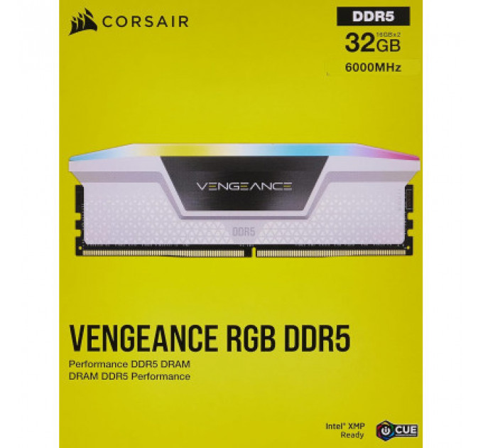 Модуль пам'яті для комп'ютера DDR5 32GB (2x16GB) 6000 MHz Vengeance RGB White Corsair (CMH32GX5M2E6000C36W)
