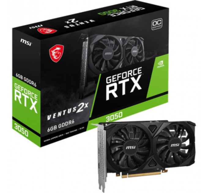 Відеокарта MSI GeForce RTX3050 6Gb VENTUS 2X OC (RTX 3050 VENTUS 2X 6G OC)