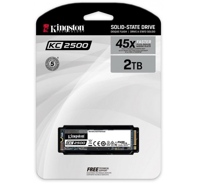 Kingston Накопичувач SSD 2TB M.2 NVMe Kingston KC2500 M.2 2280 PCIe 3.0 x4 3D TLC (SKC2500M8/2000G)