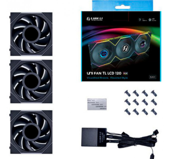 Кулер до корпусу Lian Li TL LCD 120-3, Black Cooler (G99.12TLLCD3B.00)