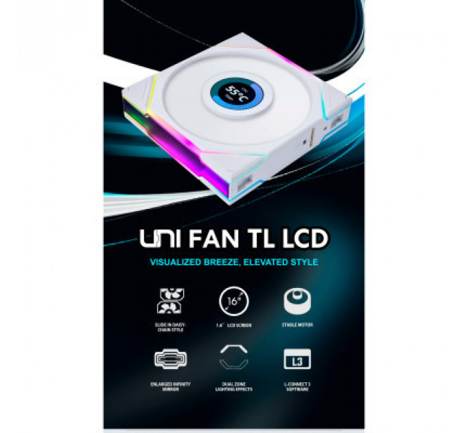 Кулер до корпусу Lian Li TLLCD 120-3, White Cooler (G99.12TLLCD3W.00)