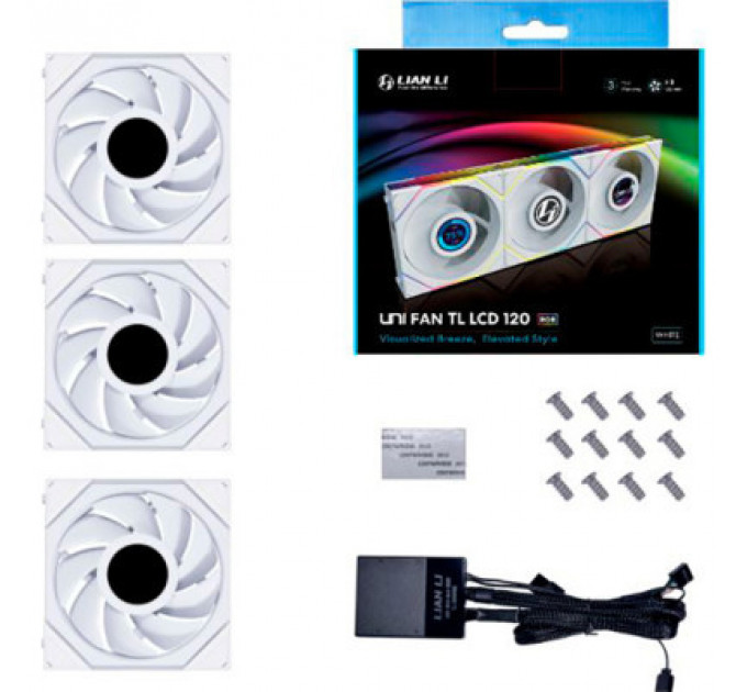 Кулер до корпусу Lian Li TLLCD 120-3, White Cooler (G99.12TLLCD3W.00)