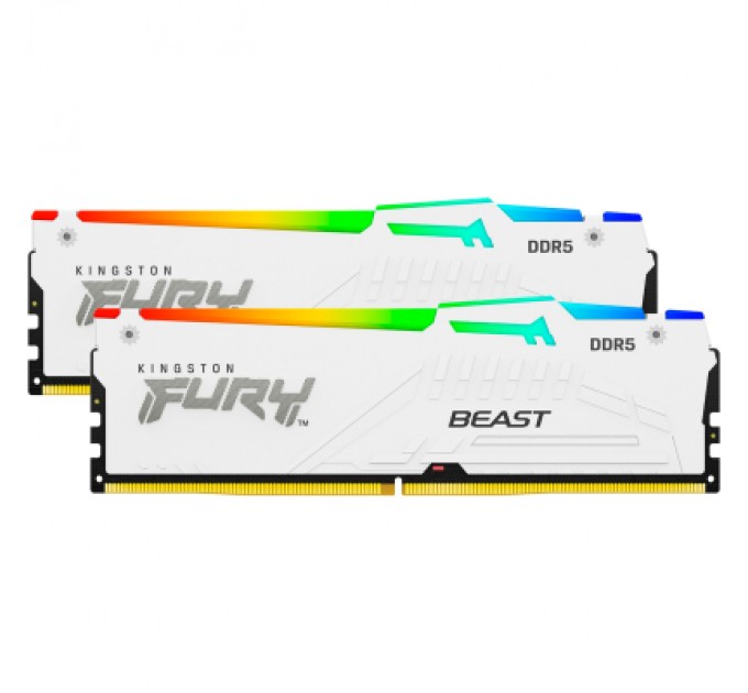 Kingston Fury (ex.HyperX) Модуль пам'яті для комп'ютера DDR5 32GB (2x16GB) 6800 MHz Beast White RGB XMP Kingston Fury (ex.HyperX) (KF568C34BWAK2-32)