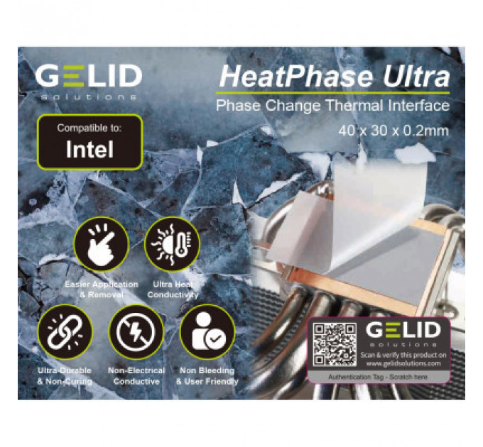 Термопрокладка Gelid Solutions HeatPhase Ultra for Intel CPU (PH-GC-02-I)