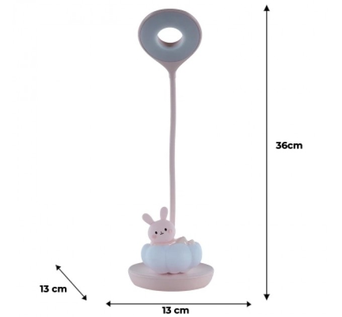 Kite Настільна лампа Kite Cloudy Bunny LED з акумулятором , рожева (K24-493-1-2)