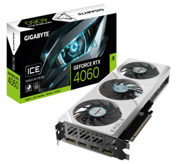 Відеокарта GIGABYTE GeForce RTX4060 8Gb EAGLE OC ICE (GV-N4060EAGLEOC ICE-8GD)