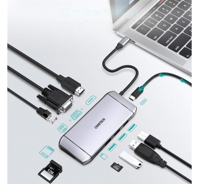 Концентратор Choetech HUB-M15 9 in 1 USB-C Multiport Adapter