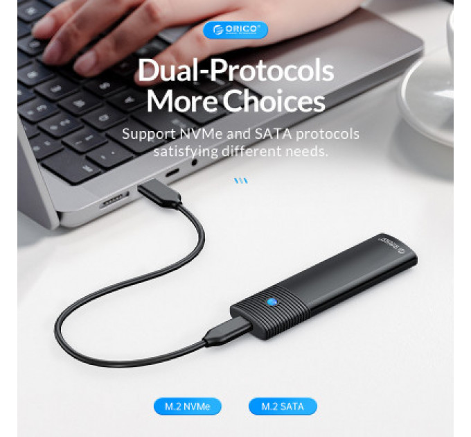 Кишеня зовнішня Orico USB3.2 Gen2 USB-C M.2 NVMe/NGFF(SATA) Dual Protocol SSD (HC380503)