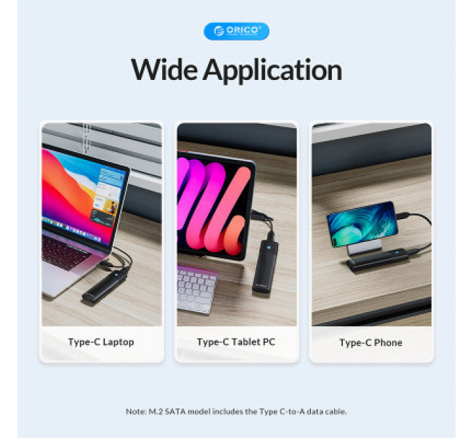 Кишеня зовнішня Orico USB3.2 Gen2 USB-C M.2 NVMe/NGFF(SATA) Dual Protocol SSD (HC380503)
