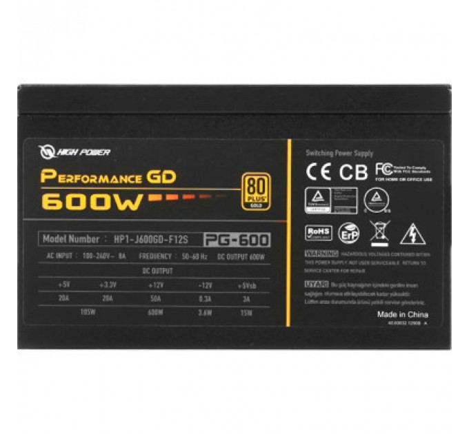 Блок живлення HighPower 600W (HP1-J600GD-F12S)