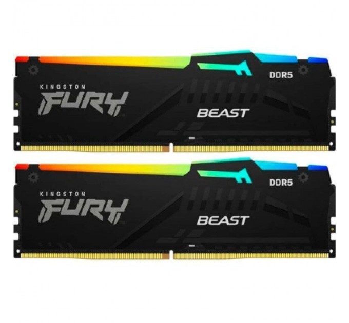 Kingston Fury (ex.HyperX) Модуль пам'яті для комп'ютера DDR5 16GB (2x8GB) 6000 MHz FURY Beast RGB Kingston Fury (ex.HyperX) (KF560C36BBEAK2-16)