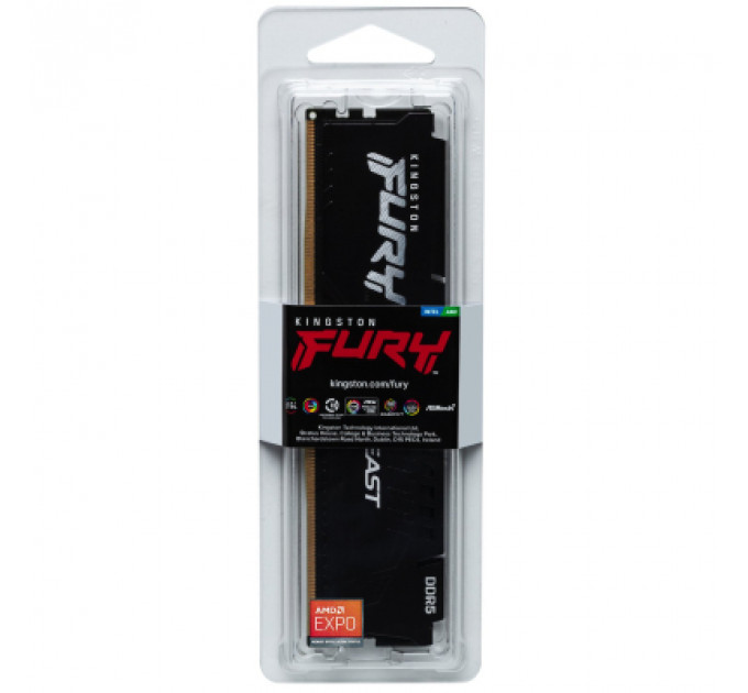 Модуль пам'яті для комп'ютера DDR5 16GB 6000 MHz Beast Black XMP Kingston Fury (ex.HyperX) (KF560C30BB-16)