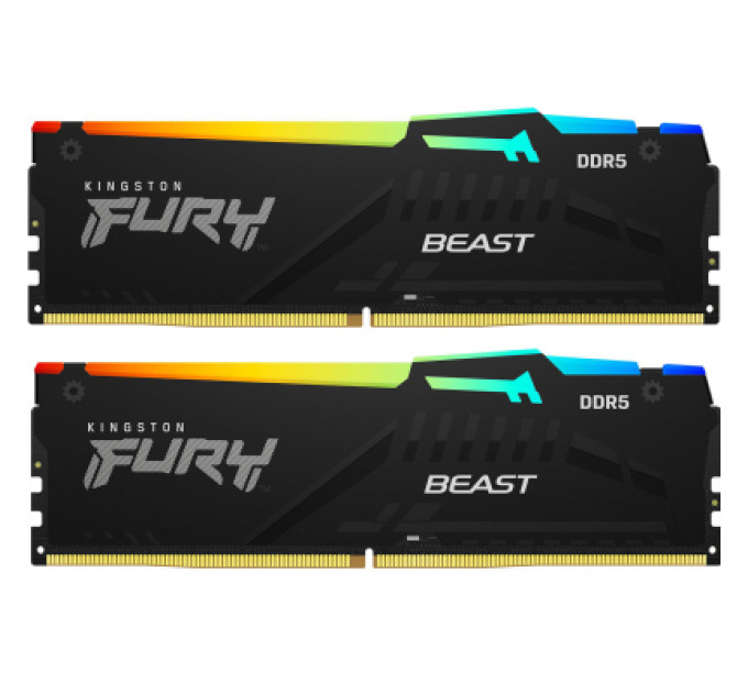 Модуль пам'яті для комп'ютера DDR5 32GB (2x16GB) 6400 MHz Beast RGB XMP Kingston Fury (ex.HyperX) (KF564C32BBAK2-32)