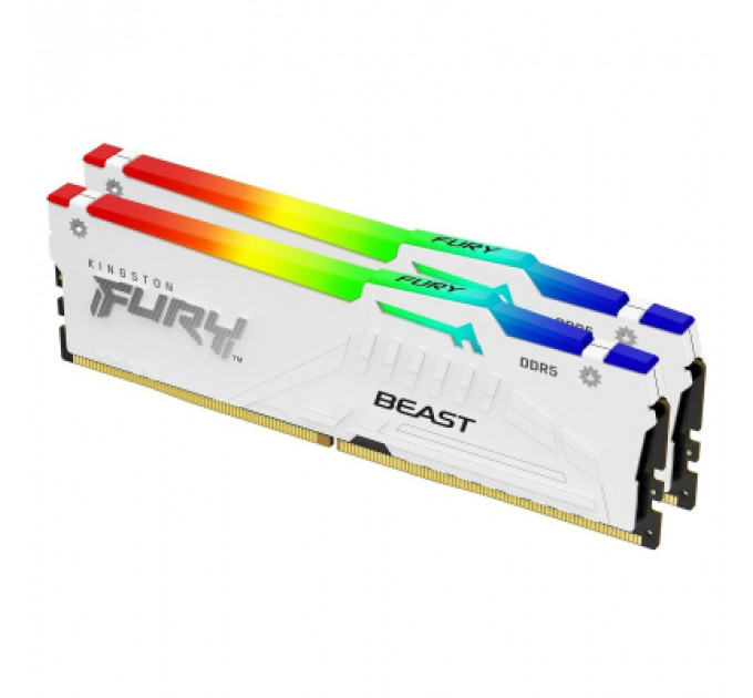 Модуль пам'яті для комп'ютера DDR5 32GB (2x16GB) 6800 MHz Beast White RGB EXPO Kingston Fury (ex.HyperX) (KF568C34BWEAK2-32)