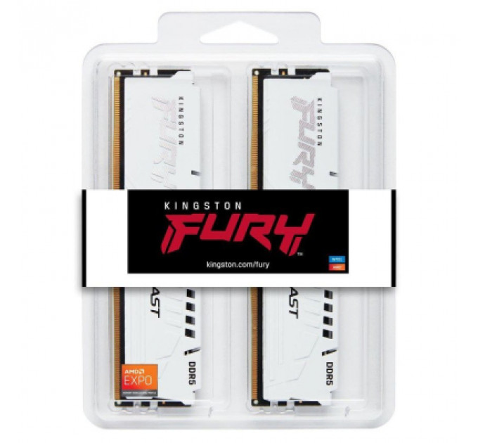 Модуль пам'яті для комп'ютера DDR5 64GB (2x32GB) 6000 MHz Beast White EXPO Kingston Fury (ex.HyperX) (KF560C30BWEK2-64)