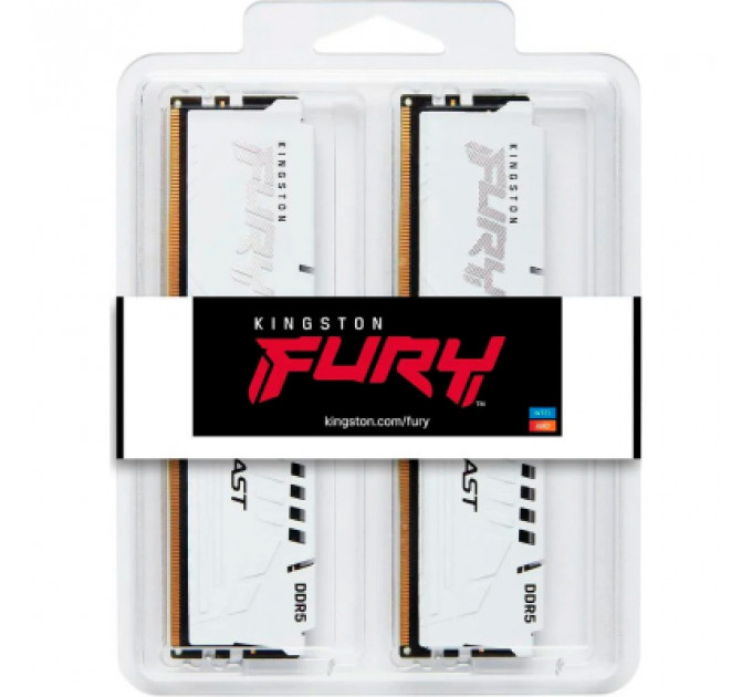Модуль пам'яті для комп'ютера DDR5 64GB (2x32GB) 6400 MHz Beast White XMP Kingston Fury (ex.HyperX) (KF564C32BWK2-64)