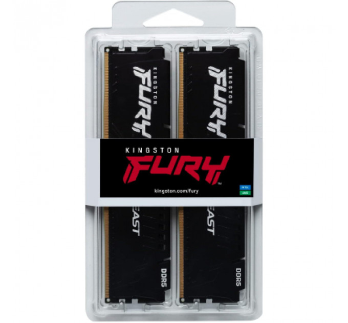 Модуль пам'яті для комп'ютера DDR5 128GB (4x32GB) 5600 MHz Beast Black XMP Kingston Fury (ex.HyperX) (KF556C40BBK4-128)