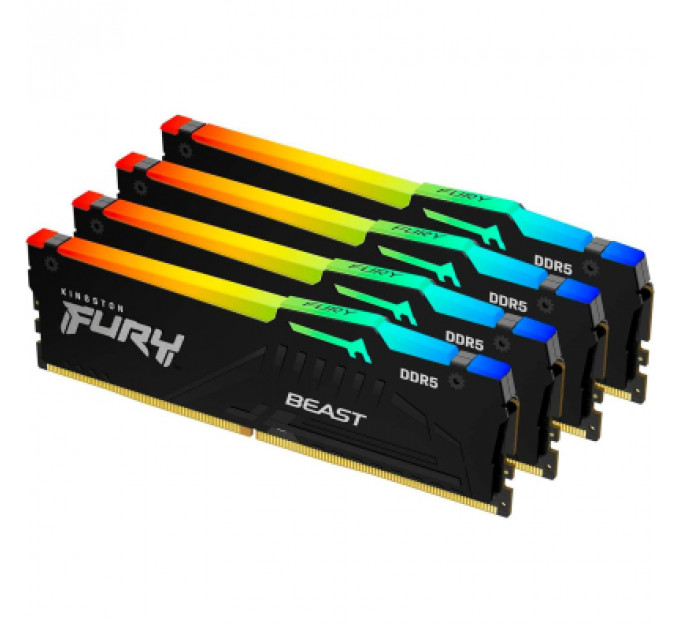 Модуль пам'яті для комп'ютера DDR5 128GB (4x32GB) 5600 MHz Beast RGB XMP Kingston Fury (ex.HyperX) (KF556C40BBAK4-128)