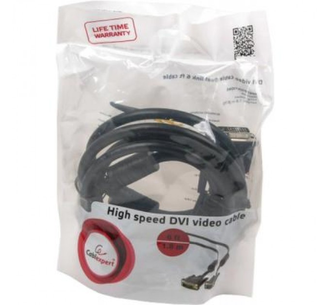 Cablexpert Кабель мультимедійний DVI to DVI 18+1pin, 1.8m Cablexpert (CC-DVI-BK-6)