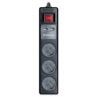 Мережевий подовжувач REAL-EL RS-3 USB CHARGE 1.8m, black (EL122500001)