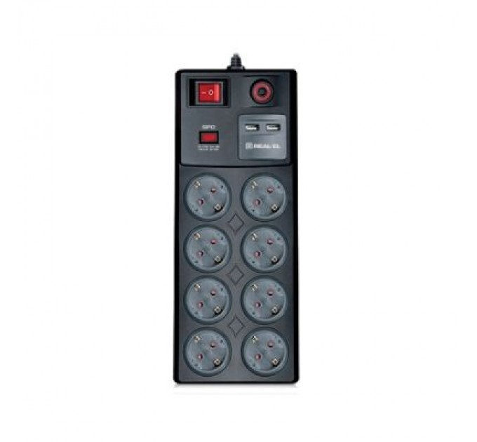 REAL-EL Мережевий фільтр живлення REAL-EL RS-8F USB CHARGE 3m, black (EL122300004)