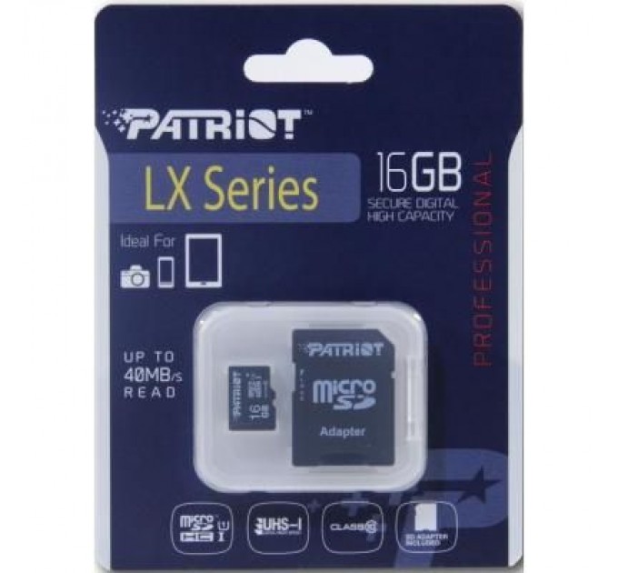 Patriot Карта пам'яті Patriot 16GB microSD class10 UHS-I (PSF16GMCSDHC10)