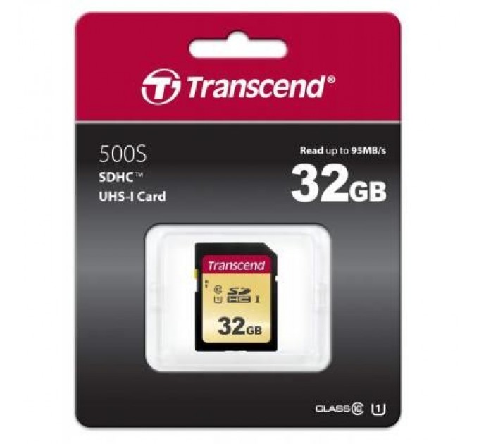 Transcend Карта пам'яті Transcend 32GB SDHC class 10 UHS-I U1 (TS32GSDC500S)