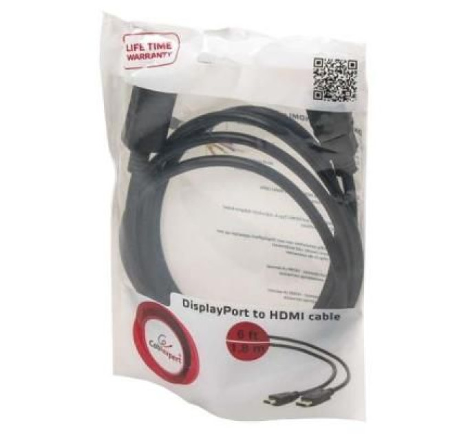 Cablexpert Кабель мультимедійний Display Port to HDMI 1.8m Cablexpert (CC-DP-HDMI-6)