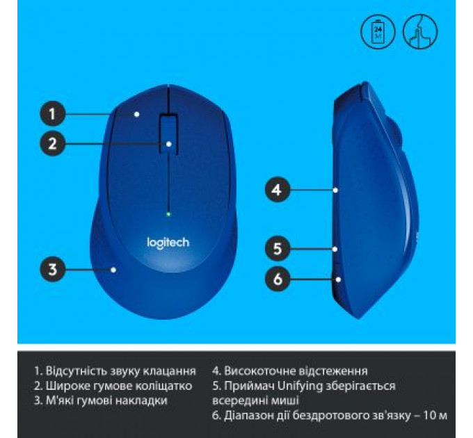 Мишка Logitech M330 Silent plus Blue (910-004910)