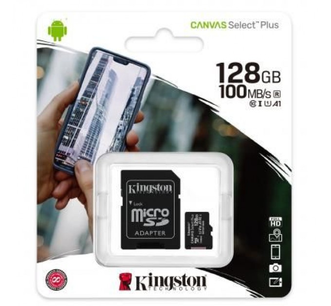 Kingston Карта пам'яті Kingston 128GB micSDXC class 10 A1 Canvas Select Plus (SDCS2/128GB)