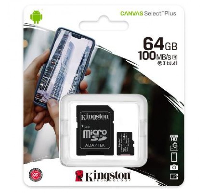 Kingston Карта пам'яті Kingston 64GB micSDXC class 10 A1 Canvas Select Plus (SDCS2/64GB)