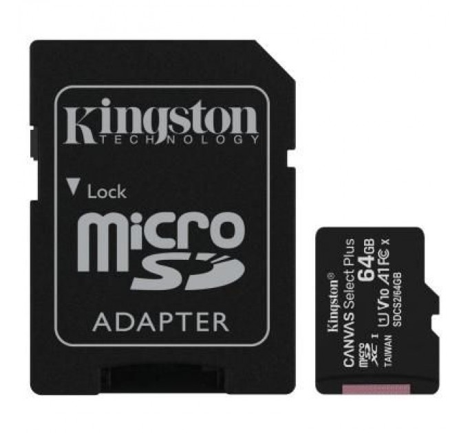 Kingston Карта пам'яті Kingston 64GB micSDXC class 10 A1 Canvas Select Plus (SDCS2/64GB)