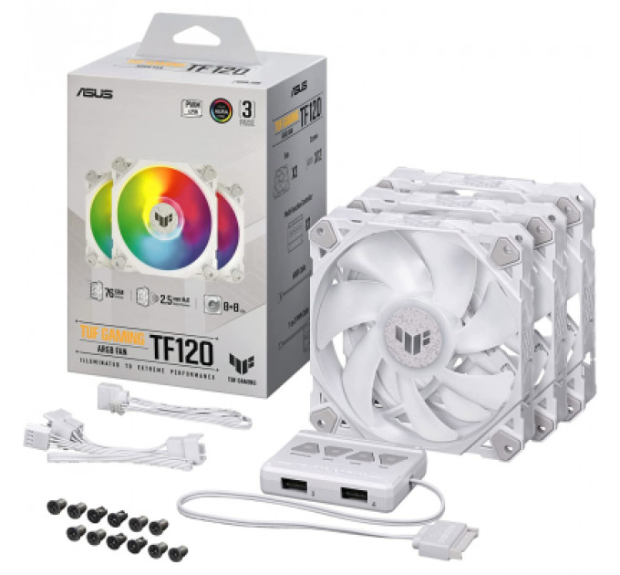 Кулер до корпусу Corsair TUF Gaming TF120 ARGB 3IN1 White (90DA0033-B09030)